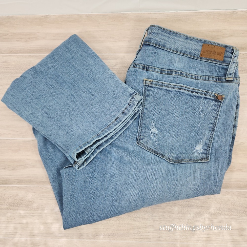 Judy Blue Jeans Womens 13/31 Boyfriend Fit Distressed Blue Denim jb82281-js md